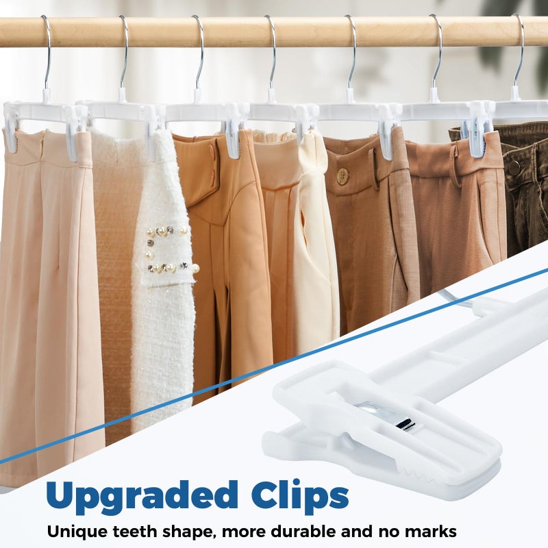Smartor Skirt Hangers | Pants Hanger with Clips | 10 30 60 Pack Available | Space Saving| Durable| Strong Clips| Pant Hanger for Men| White Hangers Clips for Women Shorts  Jeans  Slacks - 10 Pack - Image 2